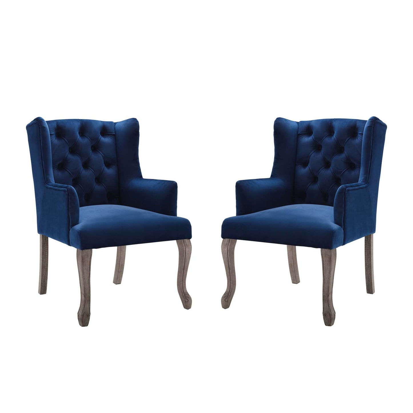 Modway Realm Armchair Performance Velvet Set of 2, 25.5 x 57 x 39.5, Navy