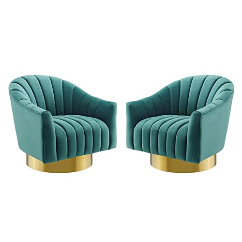 Modway Buoyant Swivel Chair Performance Velvet Set of 2