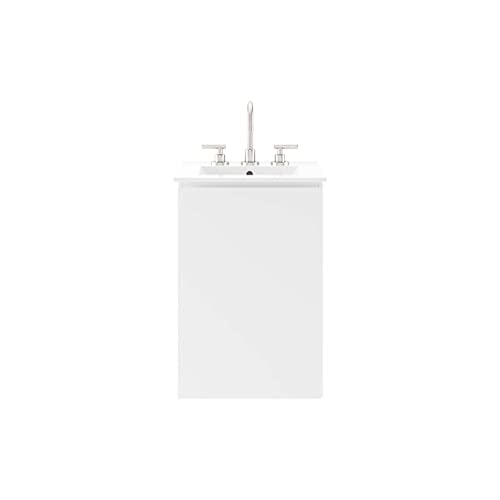 Modway White Bryn Wall-Mount Bathroom Vanity EEI-5776-WHI-WHI