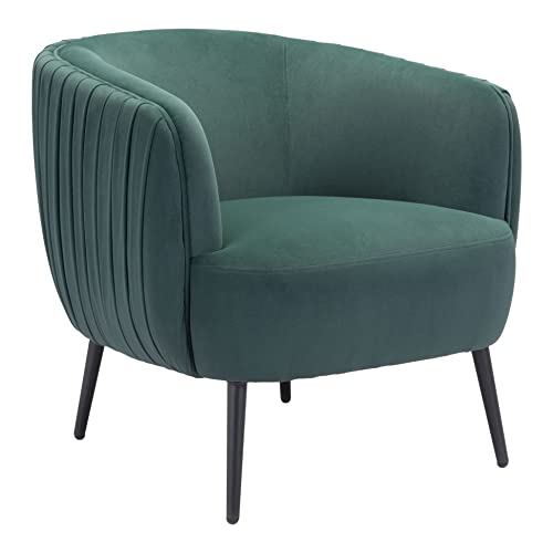 Zuo Modern - Karan Accent Chair Green - Modern - Seating - Birch Wood, Steel, Foam, 100% Polyester - Indoor - 28.7in Height