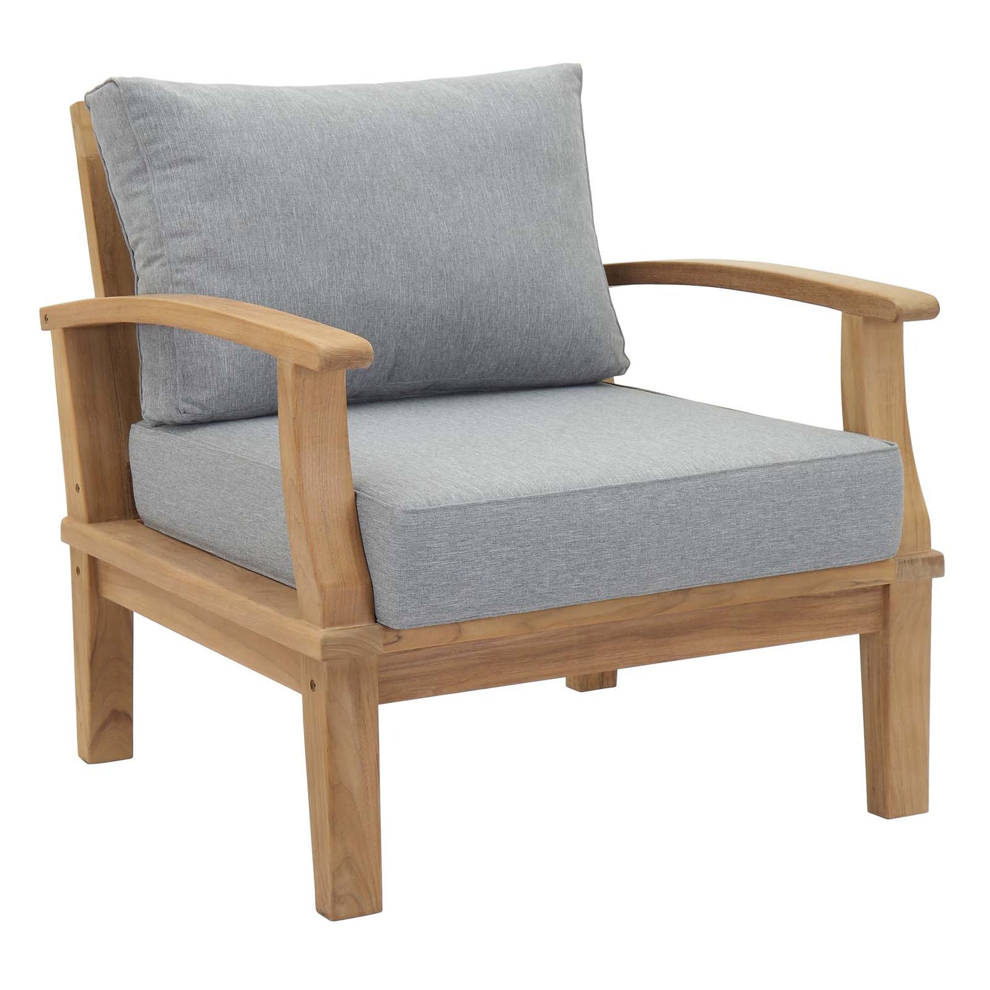 Modway EEI-1475-NAT-GRY-SET Marina Premium Grade A Teak Wood Outdoor Patio Furniture Set, 3 Piece, Natural Gray
