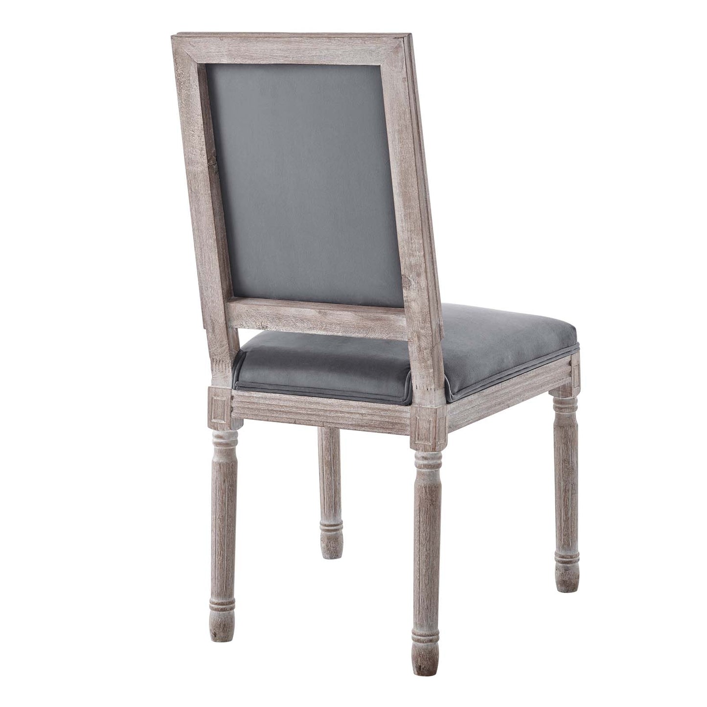 Modway Court French Vintage Performance Velvet Dining Chair in Natural Gray