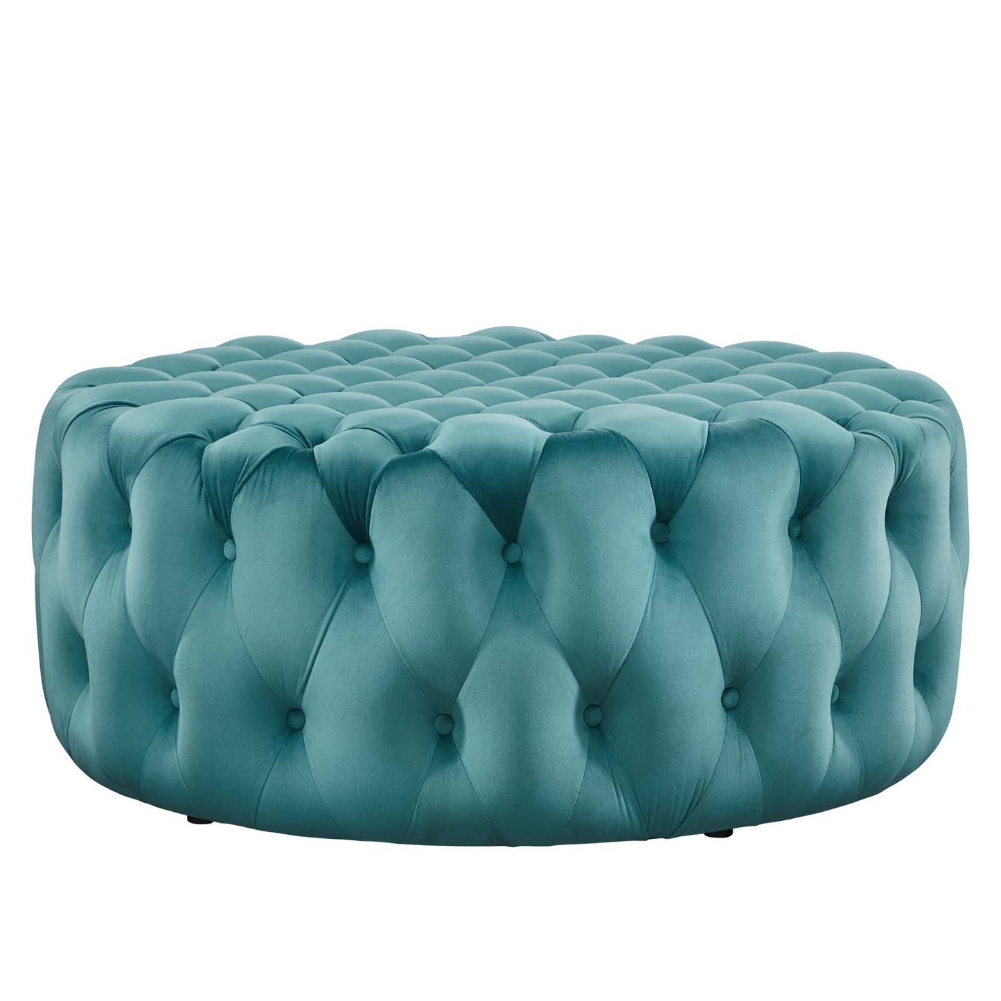 Modway Amour Velvet Large Round Ottoman with Sea Blue Finish EEI-5469-SEA