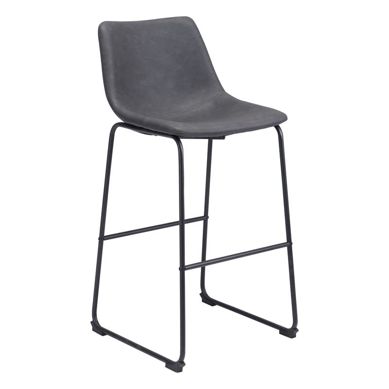 Zuo Modern Smart Bar Chair (Set of 2) Charcoal, Charcoal, Matte Black