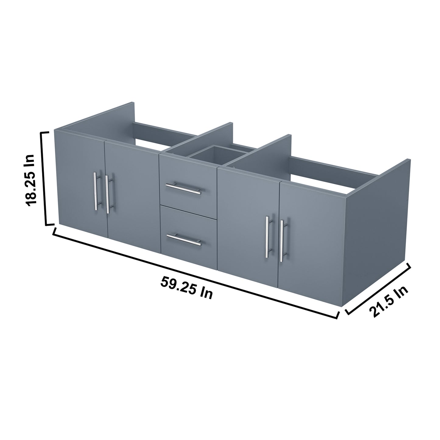 Geneva 60" Dark Grey Vanity Cabinet Only