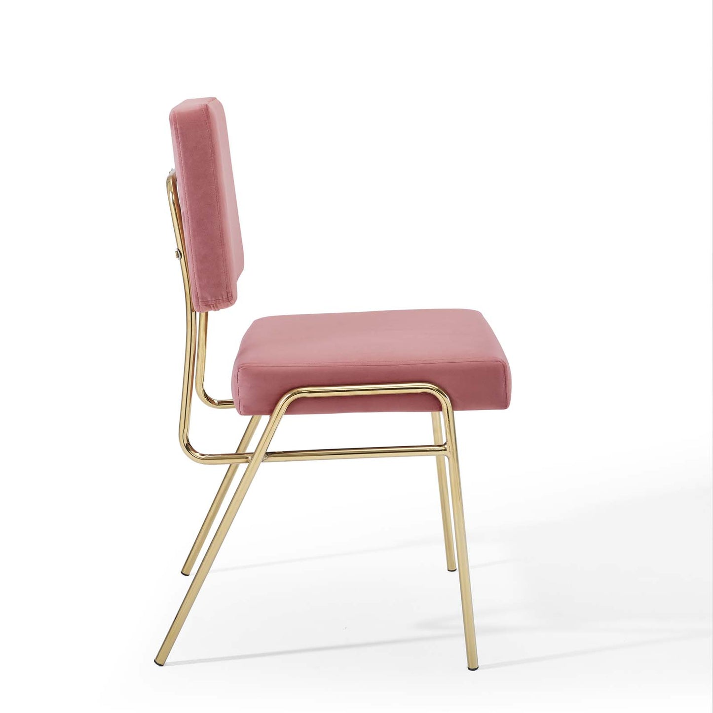 Modway Craft Performance Velvet Dining Side Chair, Gold Dusty Rose