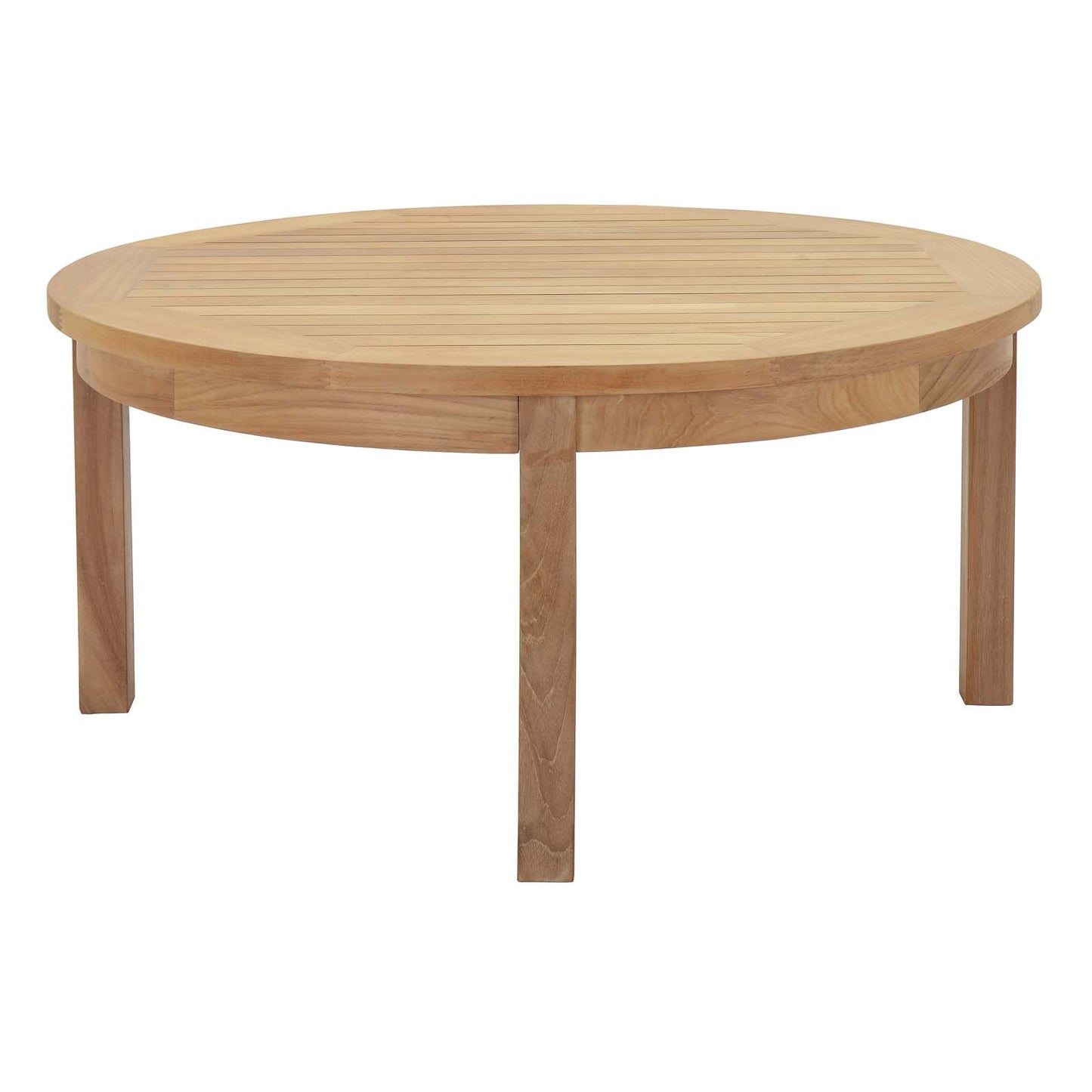 Modway Marina Premium Grade A Teak Wood Outdoor Patio Round Coffee Table in Natural