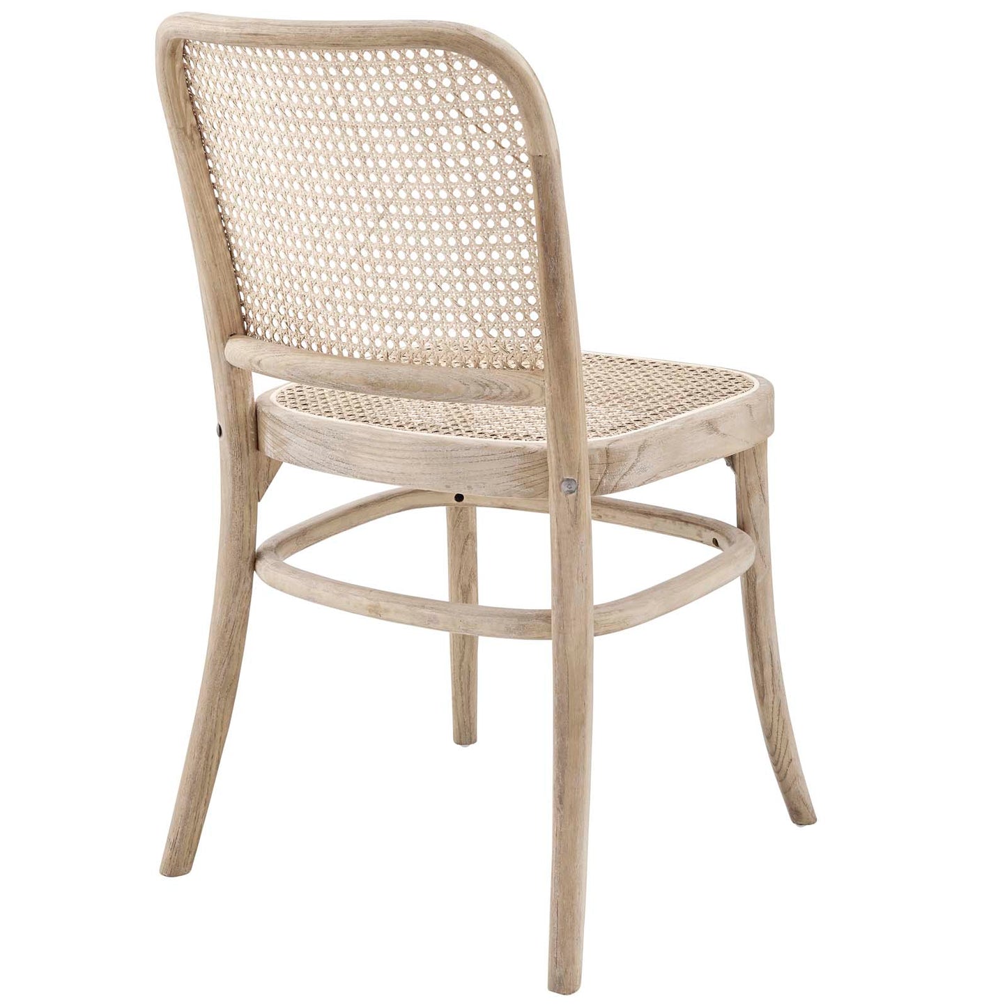 Modway Winona Elm Wood Dining Side Chair with Cane Rattan Seat in Gray