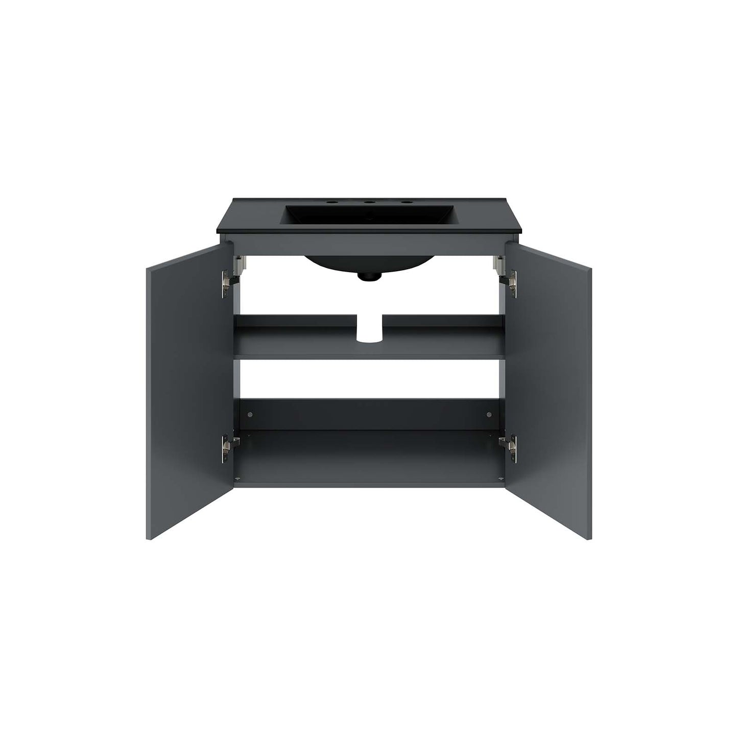 Modway Gray and Black Bryn Wall-Mount Bathroom Vanity EEI-5778-GRY-BLK