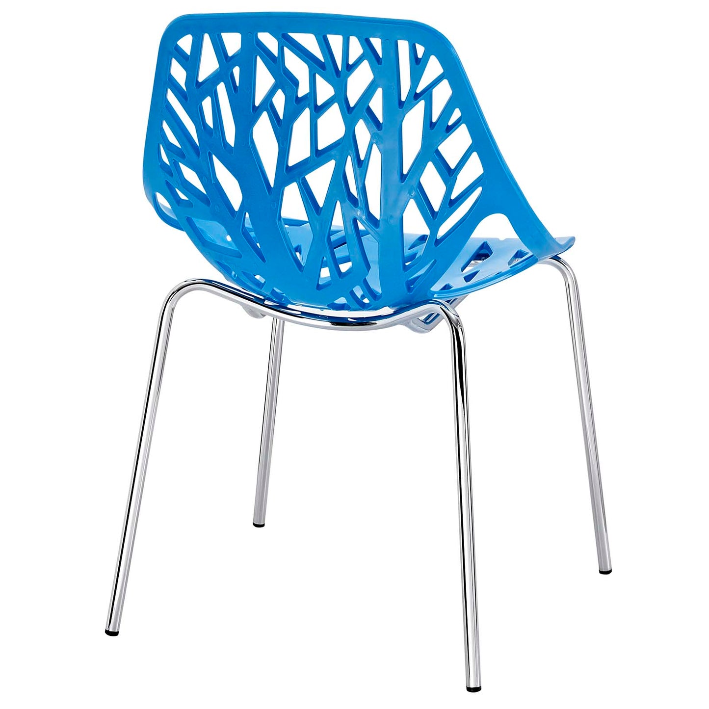 Modway Stencil Modern Stacking Four Kitchen and Dining Room Chairs in Blue
