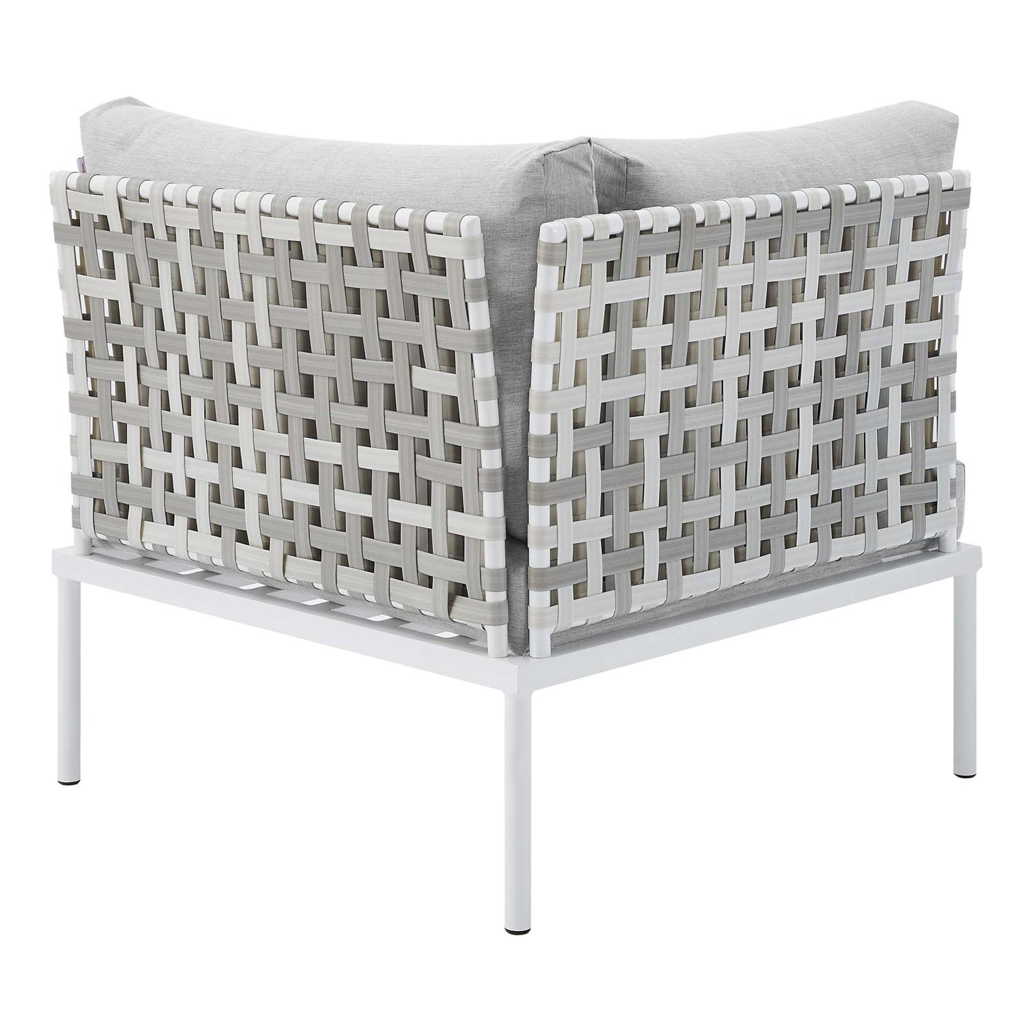 Modway EEI-4537-TAU-GRY Harmony Sunbrella Basket Weave Taupe Gray Outdoor Patio Aluminum Corner Chair