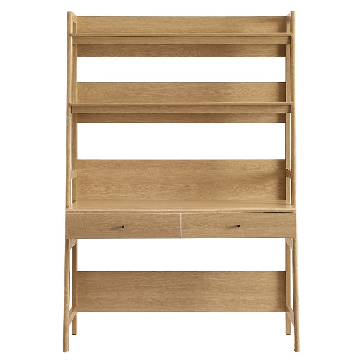Modway Bixby Home Office Desk with Bookshelf in Oak