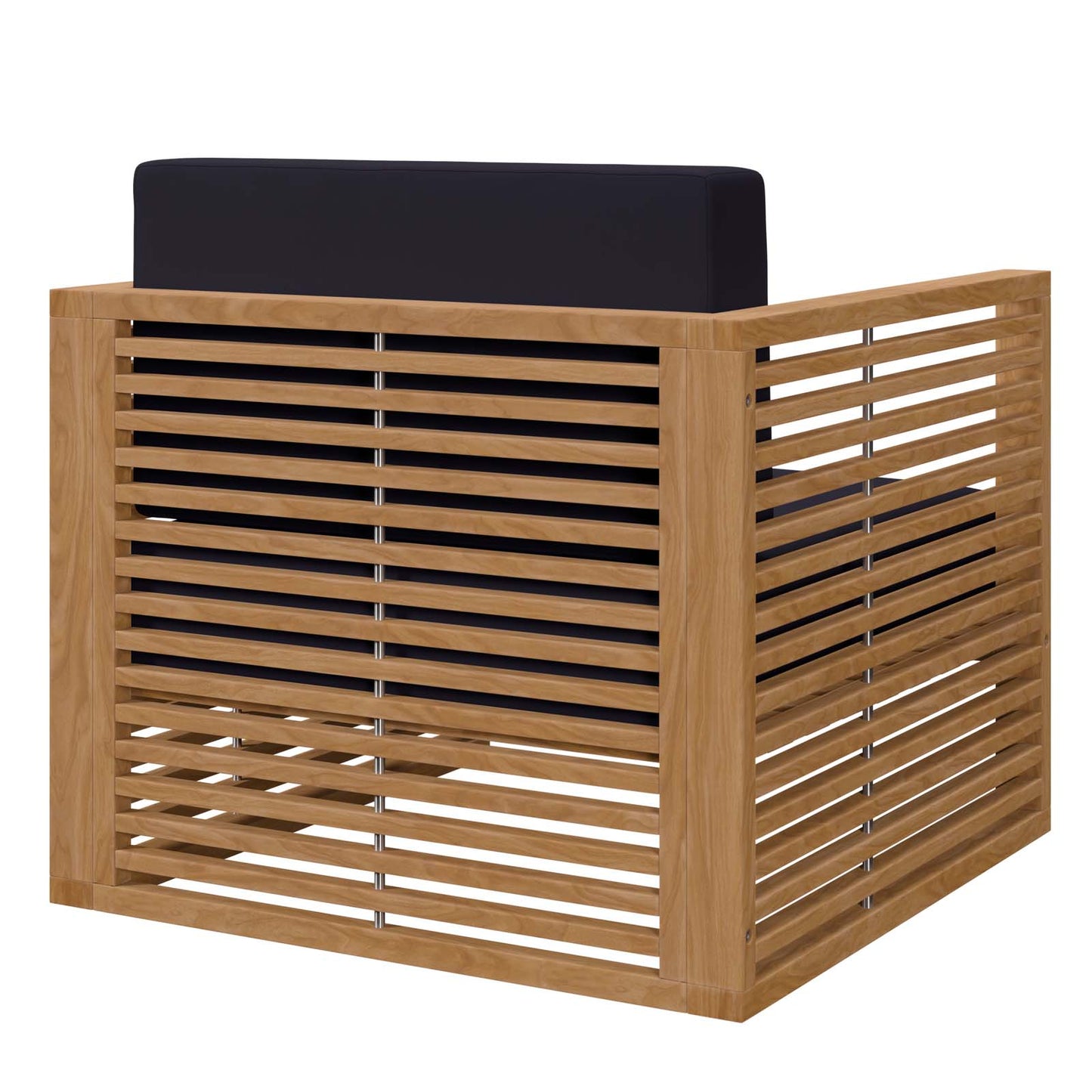 Modway Natural Carlsbad Teak Wood Outdoor Patio Armchair EEI-5606-NAT-NAV