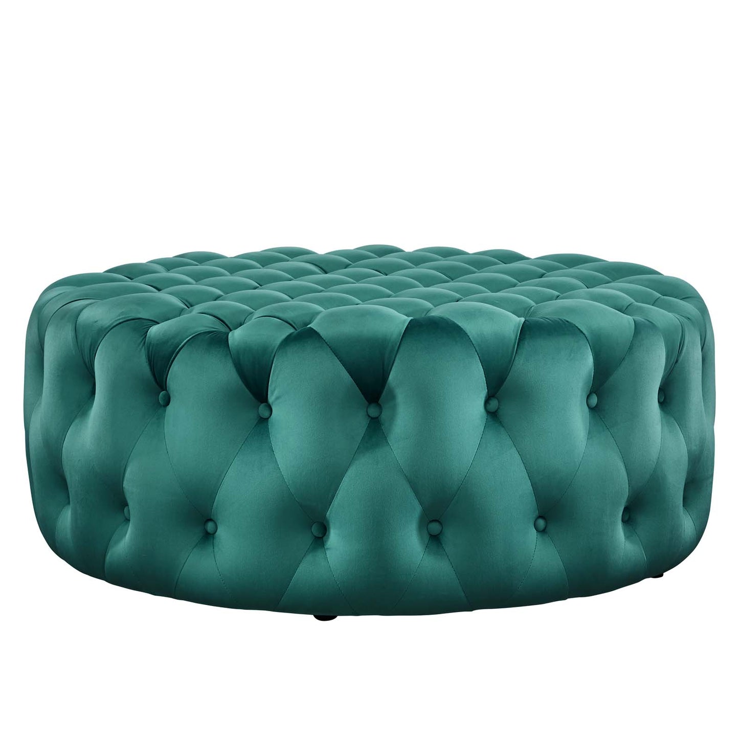 Modway Amour Tufted Button Velvet Large Round Ottoman with Teal EEI-5469-TEA