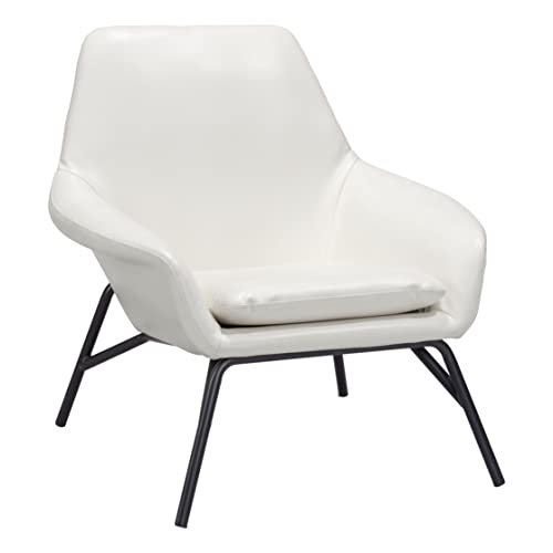 Zuo Modern - Javier Accent Chair White - Modern - Seating - Steel, Plywood, Foam, 100% Polyurethane - Indoor - 32.3in Height