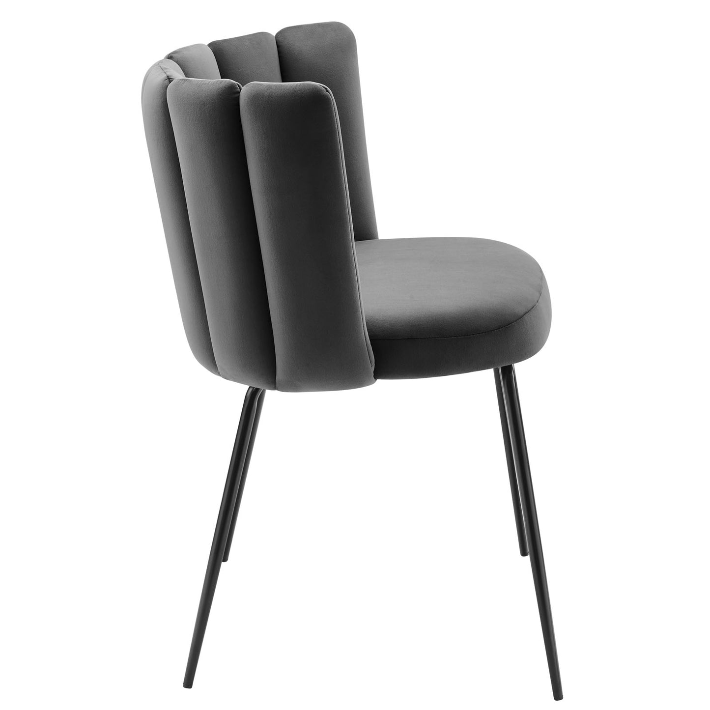 Modway Virtue Performance Velvet Dining Chairs in Black Gray-Set of 2