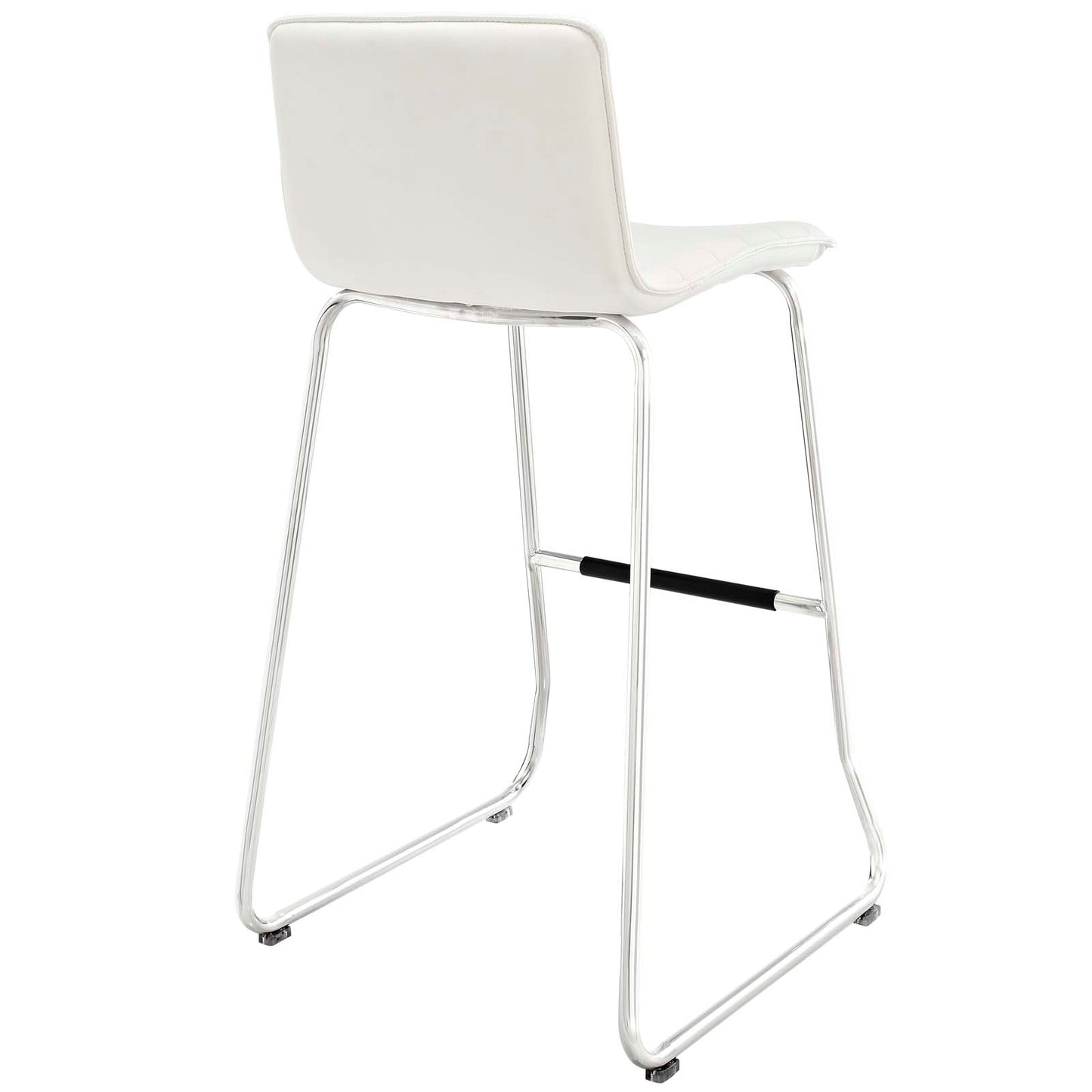 Modway Dive Modern Ribbed Faux Leather Upholstered Bar Stool in White