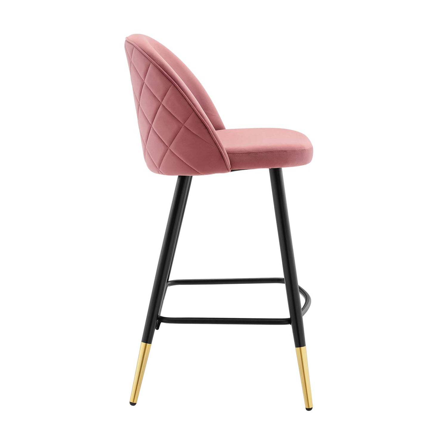 Modway Cordial Performance Velvet Dining Counter Stools in Dusty Rose - Set of 2