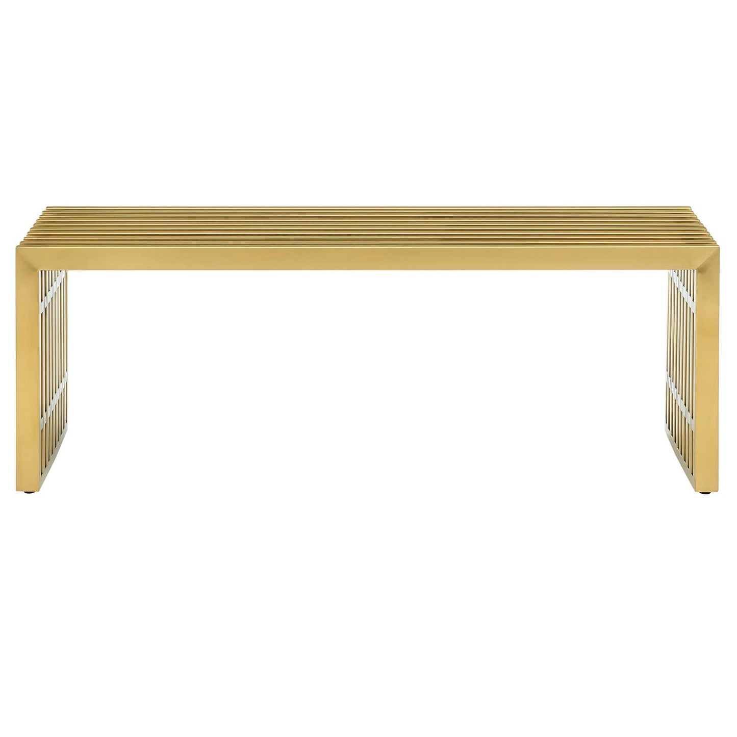 Modway Gridiron Contemporary Modern Gold Stainless Steel Medium Bench, 46.5"