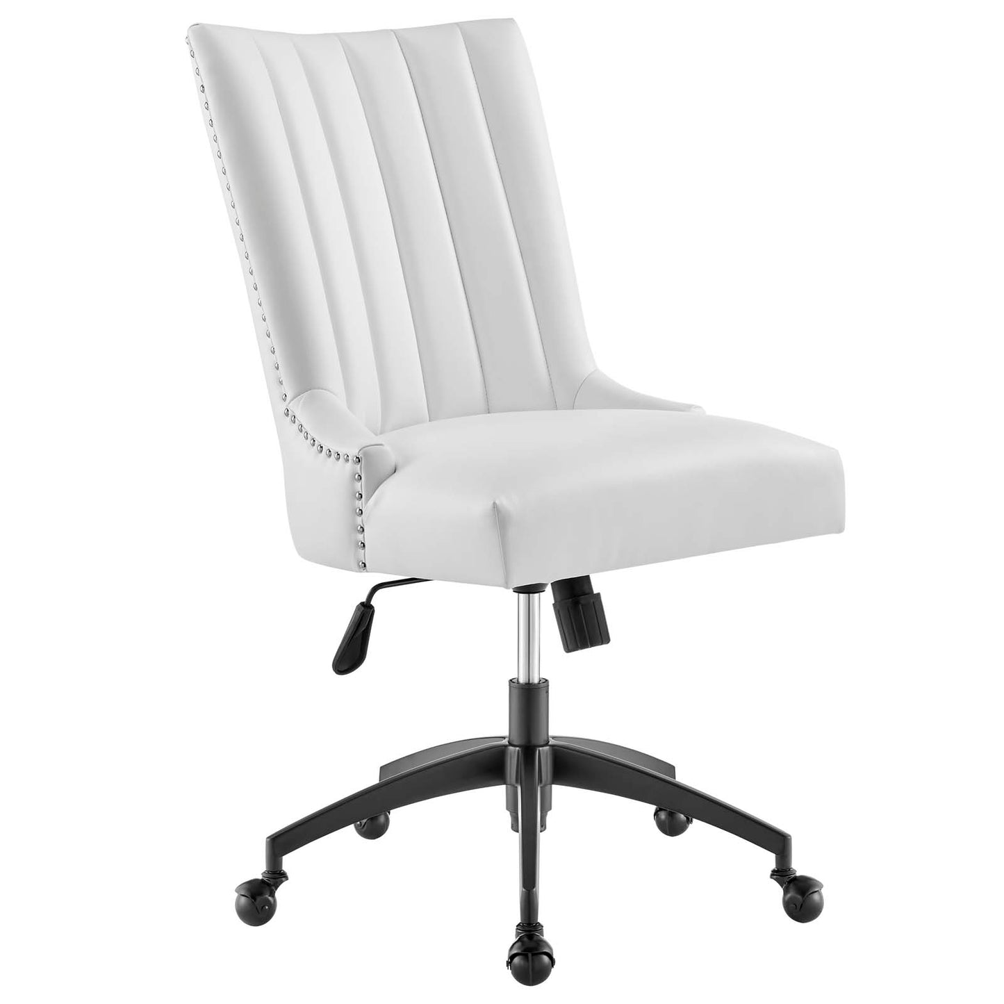 Modway Empower Channel Tufted Vegan Leather Office Chair in Black White