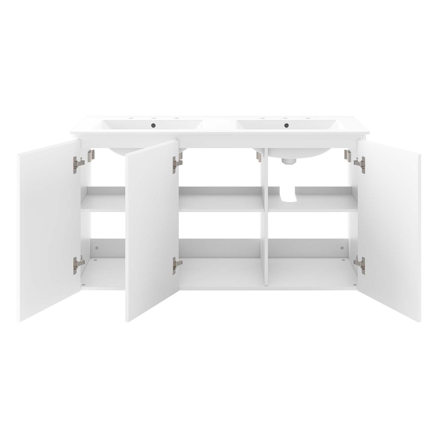 Modway White Bryn Wall-Mount Double Sink Bathroom Vanity EEI-5781-WHI-WHI