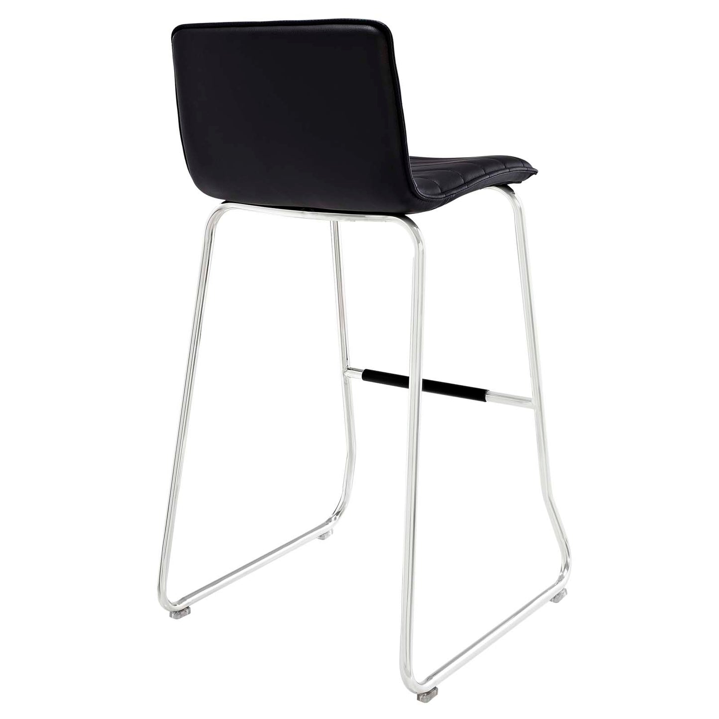Modway Dive Ribbed Faux Leather Upholstered Two Bar Stools in Black