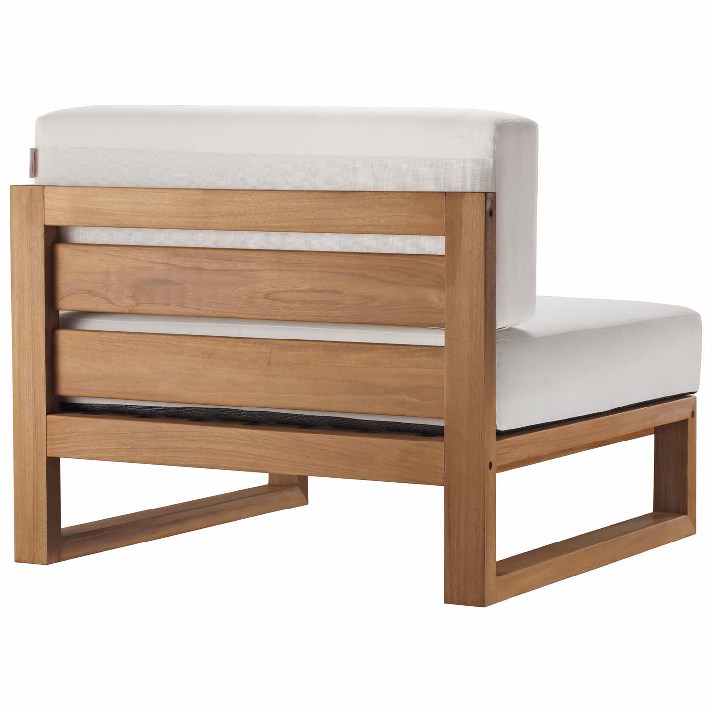 Modway EEI-4125-NAT-WHI Upland Patio Teak Wood Corner Chair, Natural White