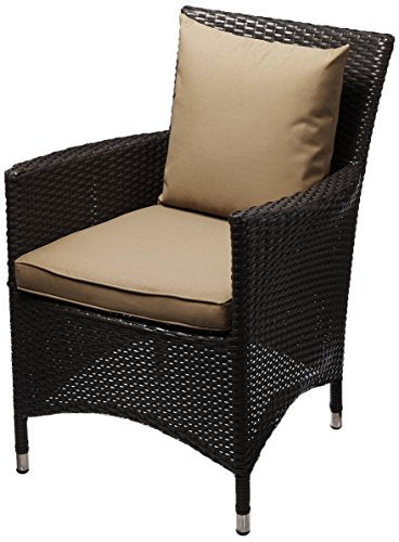 Modway Convene Wicker Rattan Outdoor Patio Dining Armchairs with Cushions in Espresso