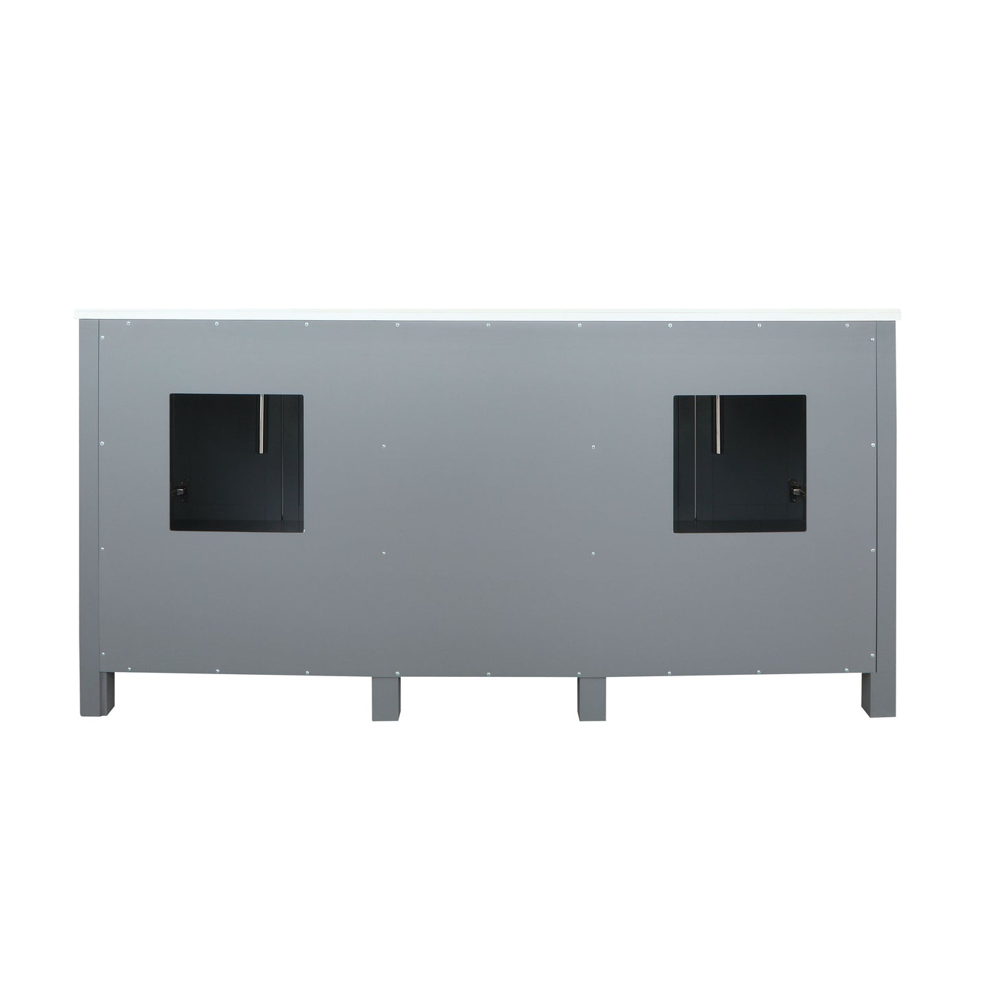 Ziva 72" Dark Grey Double Vanity, Cultured Marble Top, White Square Sink and 30" Mirrors