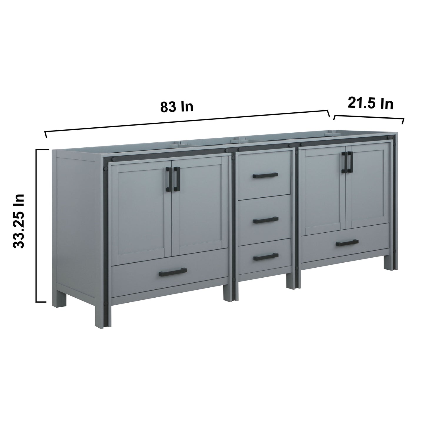 Ziva 84" Dark Grey Vanity Cabinet Only