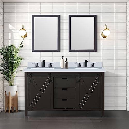 Lexora Marsyas Bath Vanity, Cultured Marble Countertop and 28 in Mirror