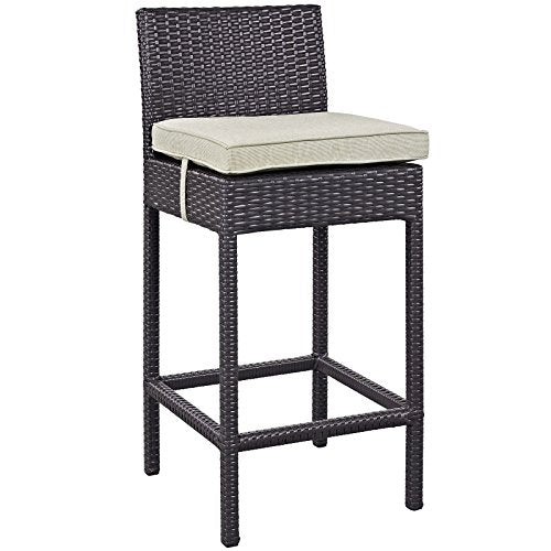 Modway Convene Wicker Rattan Outdoor Patio Bar Stool with Cushion