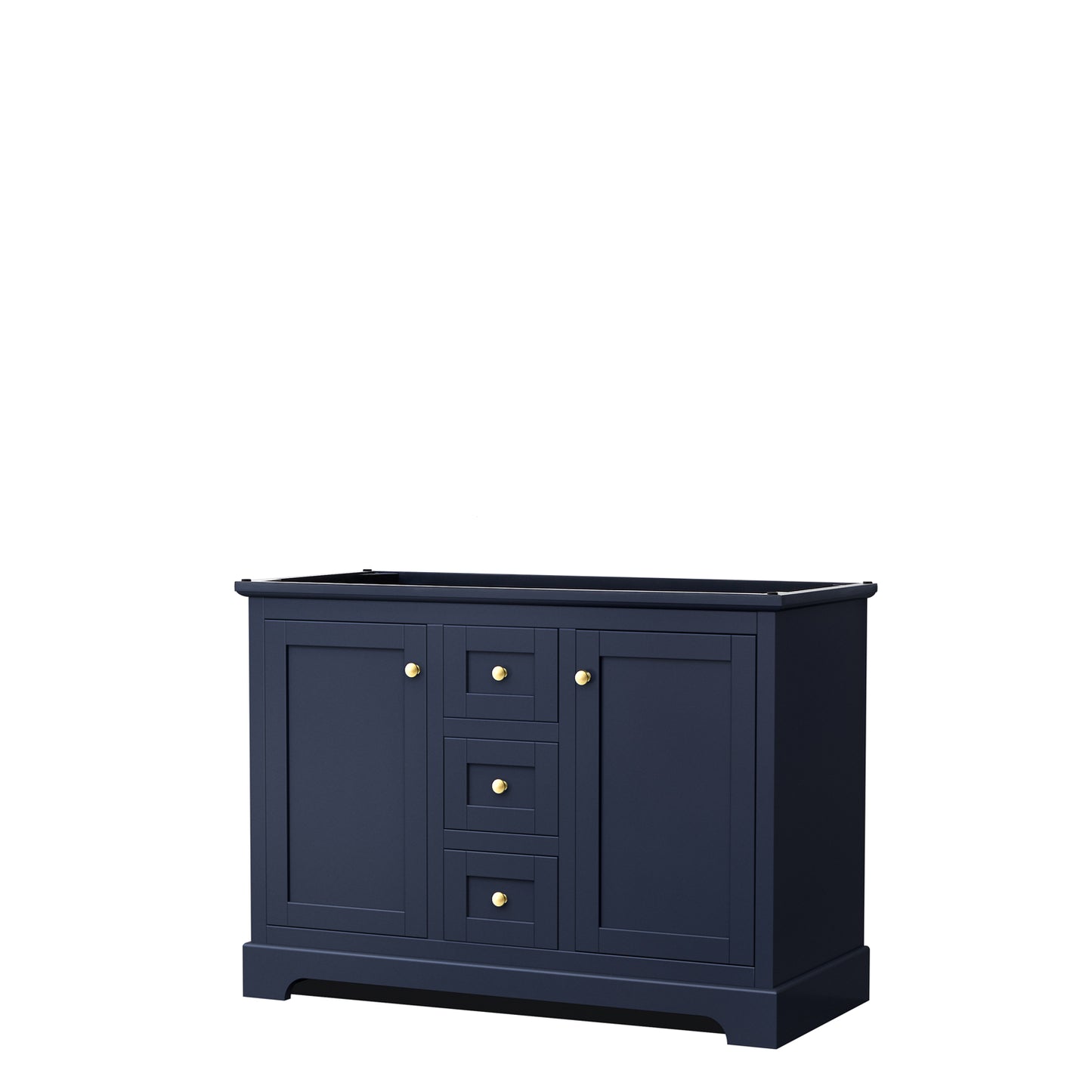 Avery 48 Inch Double Bathroom Vanity in Dark Blue, No Countertop, No Sinks, No Mirror