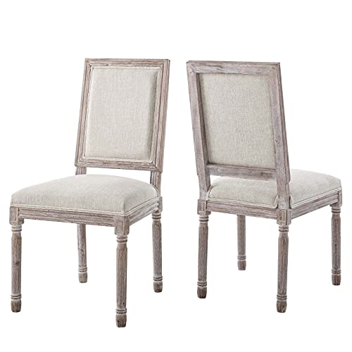 Modway Court Vintage French Upholstered Dining Side Chair in Beige