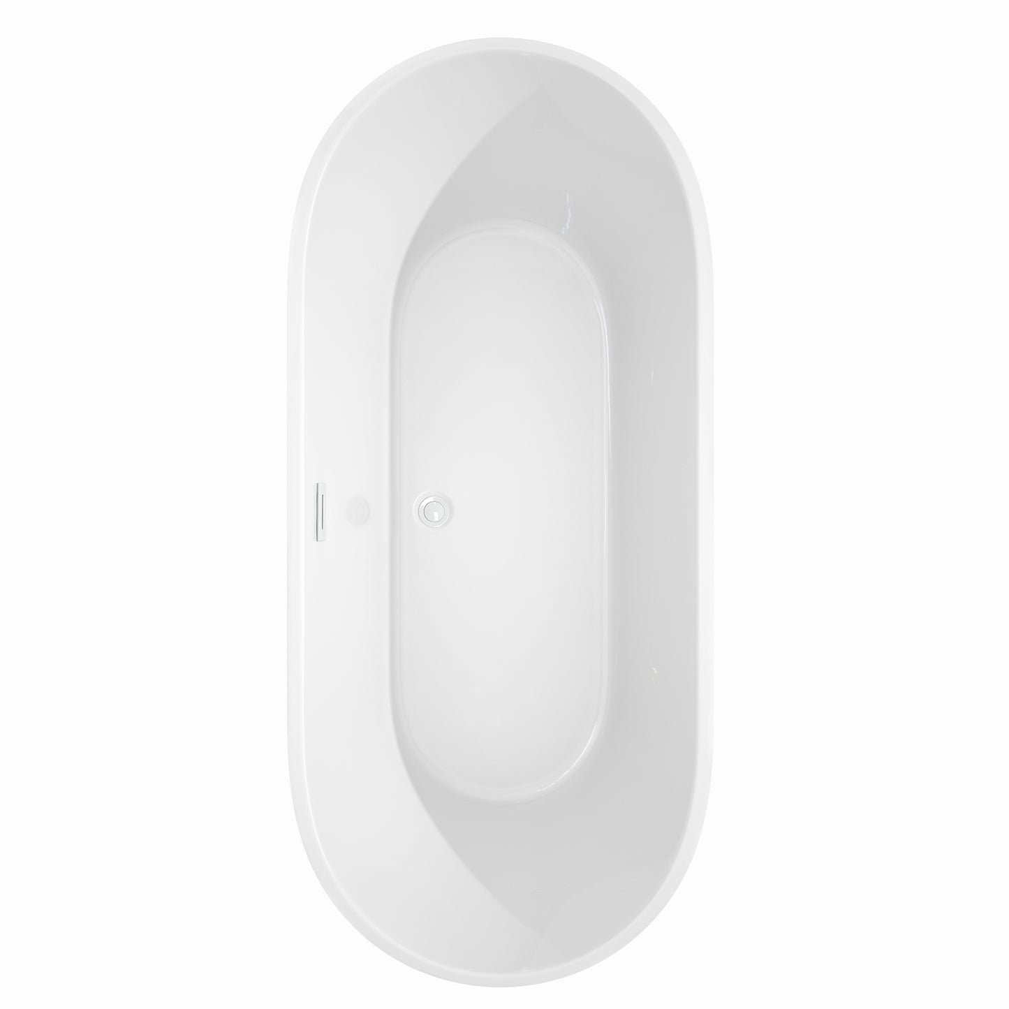 Carissa 71 Inch Freestanding Bathtub in White with Shiny White Drain and Overflow Trim
