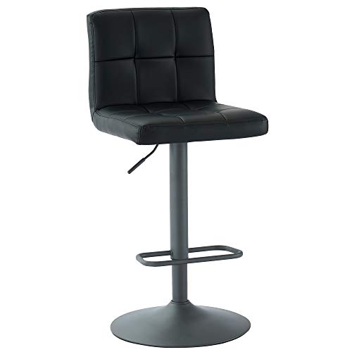 WHI , Black Adjustable Height Bar Stool, Set of 2, Faux Leather