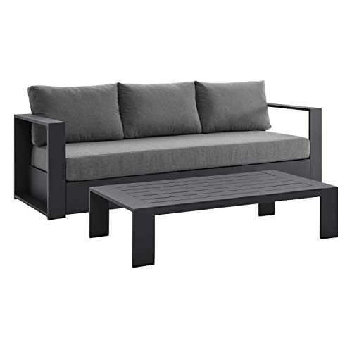 Modway Tahoe 2-Piece Fabric/Powder-Coated Aluminum Outdoor Set in Charcoal/Gray