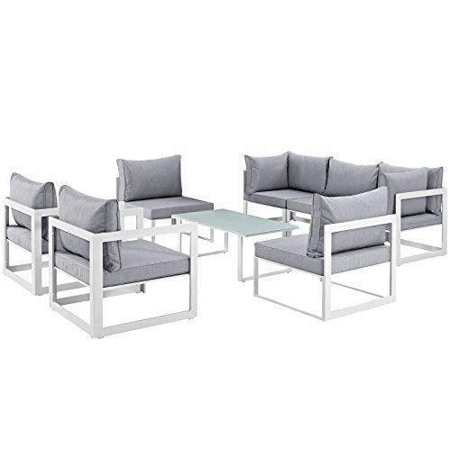 Modway Fortuna 6-Piece Aluminum Outdoor Patio Sectional Sofa Set