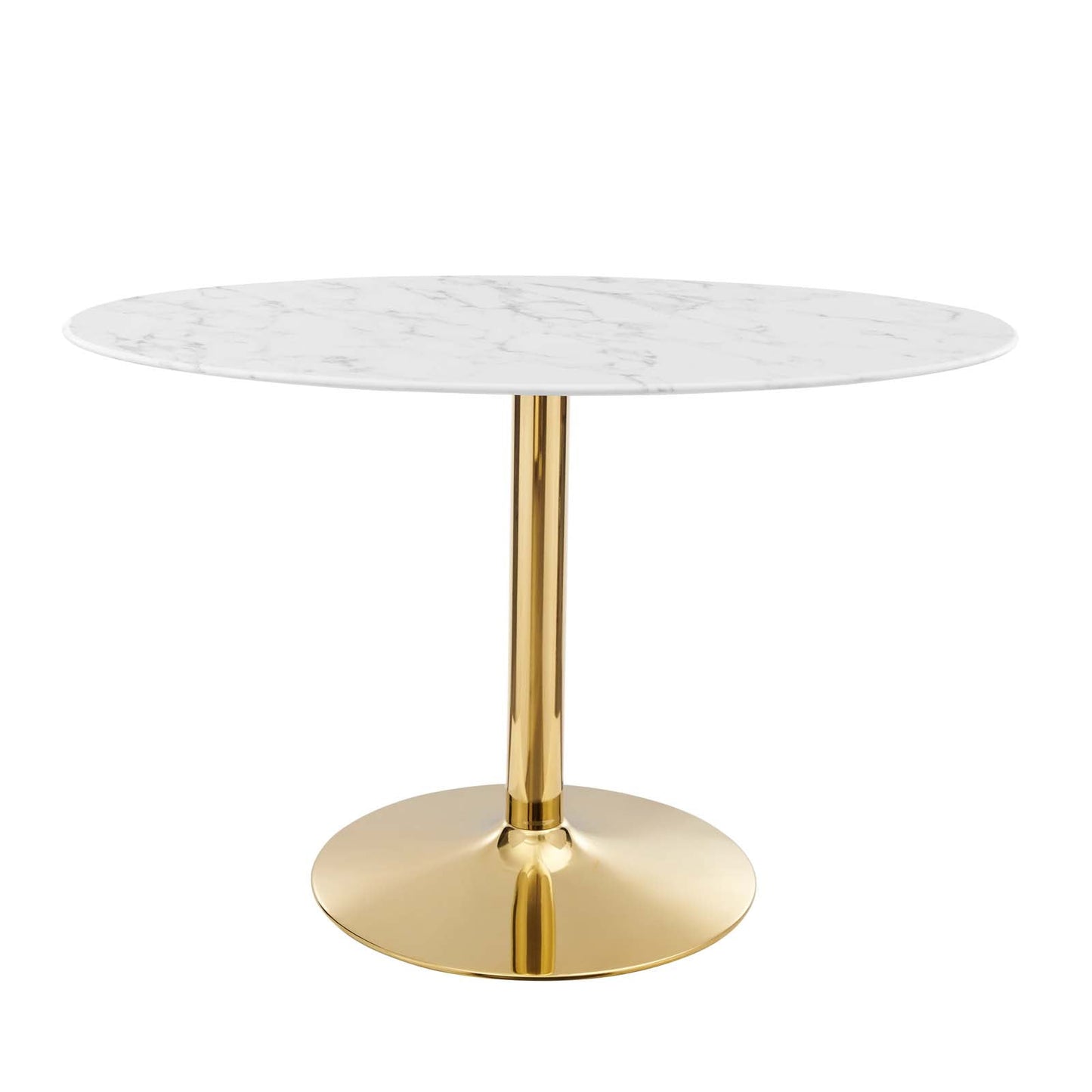 Modway Verne 27.5" x 48" Oval Artificial Marble/Metal Dining Table in White/Gold