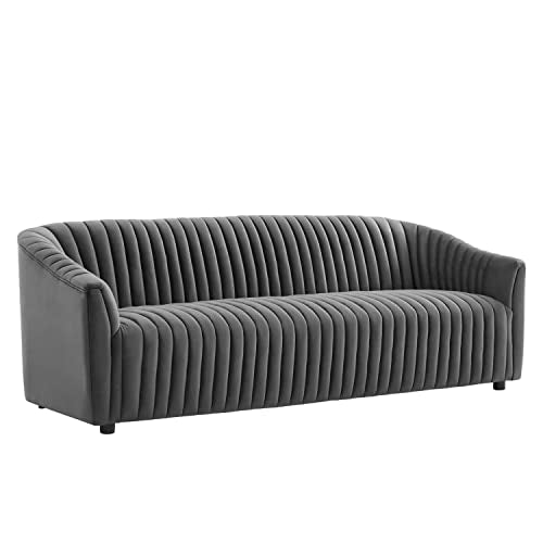 Modway Announce Velvet Channel Tufted Sofa with Charcoal Finish EEI-5053-CHA