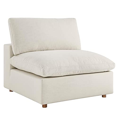 Modway Commix Fabric Down Filled Overstuffed Armless Chair in Light Beige