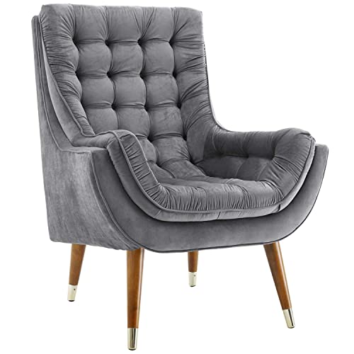 Modway Suggest Button Tufted Upholstered Velvet Lounge Chair