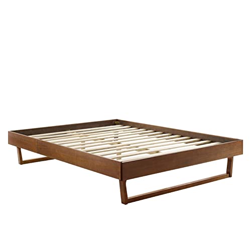 Modway Billie Wood Queen Platform Bed Frame in Walnut