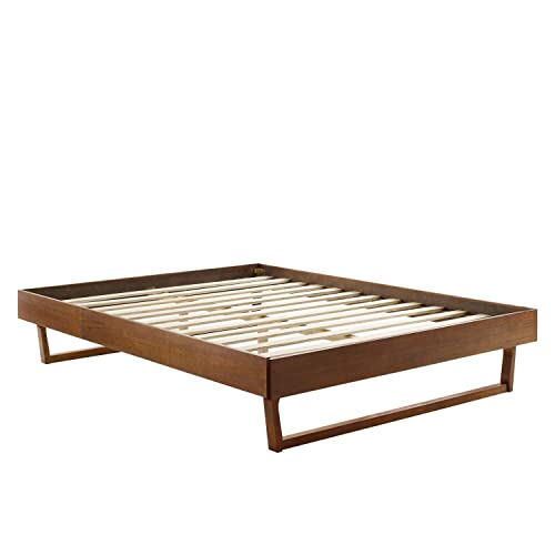 Modway Billie Wood Twin Platform Bed Frame in Walnut