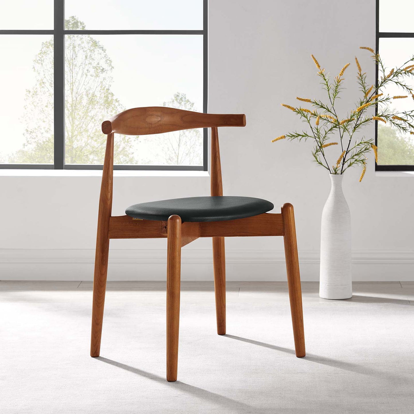 Modway Stalwart Dining Side Chair in Dark Walnut Black