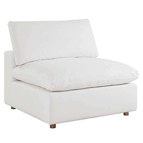 Modway Commix Fabric Down Filled Overstuffed Armless Chair in Pure White