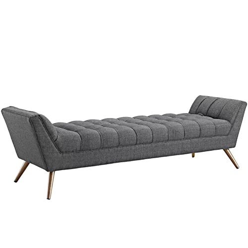 Modway Response Mid-Century Modern Bench Large Upholstered Fabric