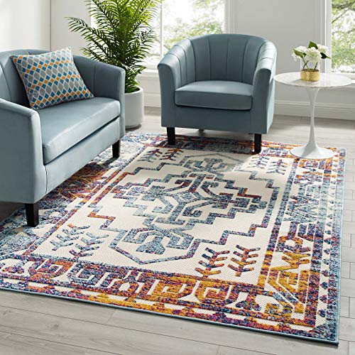 Modway Reflect Distressed Geometric Southwestern Aztec Indoor and Outdoor Area Rug ft x 8