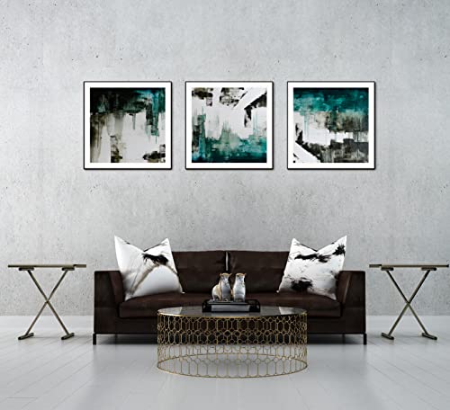 Whiteline Modern Living Maia 3-Piece 28"x28" (each) Canvas Wall Art, Black PS Frame