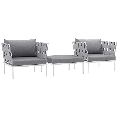 Modway EEI-2618-WHI-BEI-SET Harmony Outdoor Patio Aluminum Sectional Sofa Set